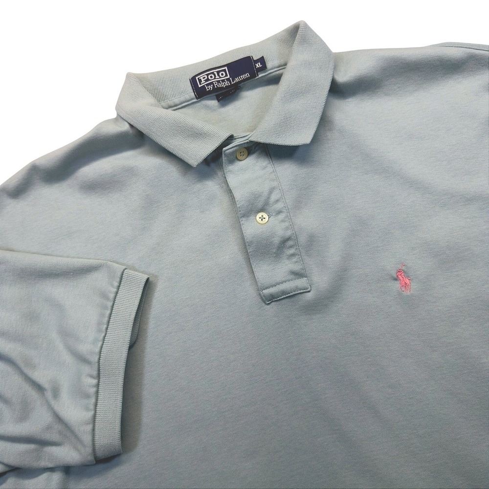 Vintage Polo Ralph Lauren Polo Shirt Men XL USA Made Pique Sage Green 90s